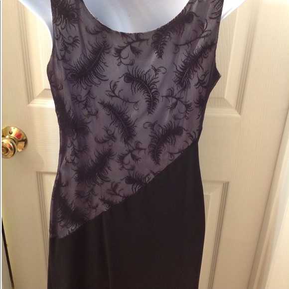 Tonight Vintage Black Feather Print Evening Dress - 10 - Picture 4 of 7